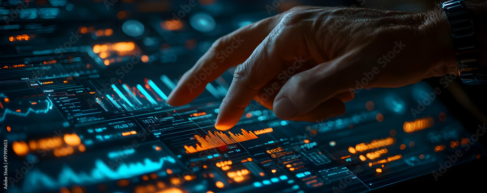 Aufkleber interactive data analysis - futuristic technology image