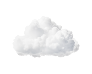 A fluffy white cloud set against a white backdrop. Ideal for dreamlike touches to projects, design elements, backgrounds, and weather related stuff. Generative AI