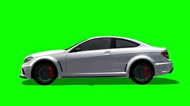 green screen car, 3d ultra realistic, chroma key car, green screen vehicle ,3d car crossing the road side view