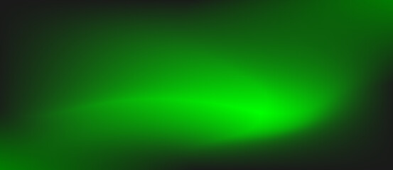 Abstract black background with green blurred gradient and copy space.