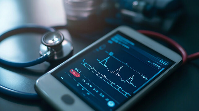 A close-up of modern healthcare gadgets used in remote patient monitoring
