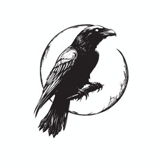 Raven Bird Vector, Flying Raven vector