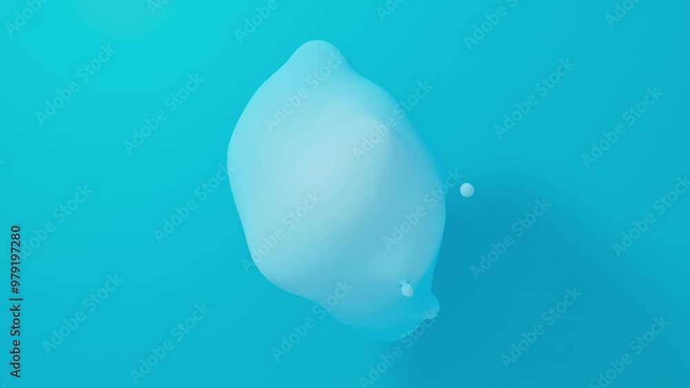 Poster fluid abstract blue spheres floating and blending. metaballs looping motion. 3d render