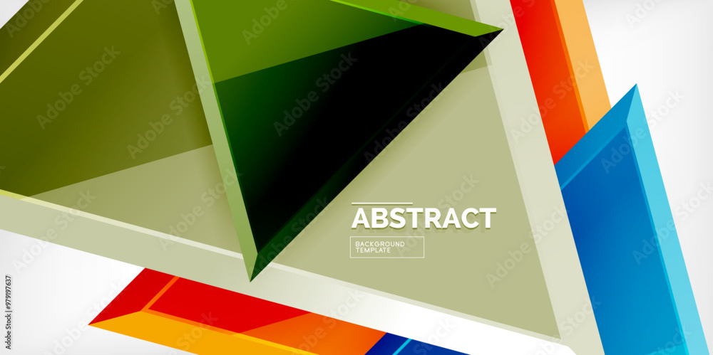 Wall mural Abstract background - colorful triangles with 3d effect. Vector Illustration For Wallpaper, Banner, Background, Card, Book Illustration, landing page