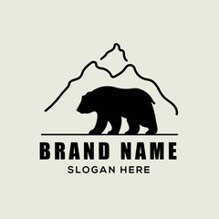 Minimalist Bear and Mountain Logo Design