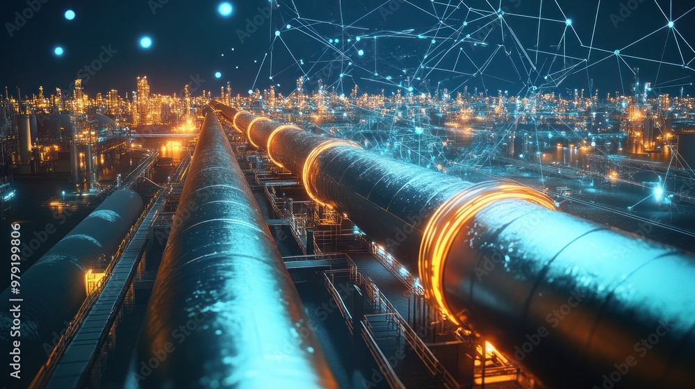 Poster a global energy transportation network featuring both pipelines and shipping routes, showcasing the 