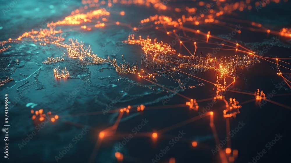 Poster a global energy transportation network featuring both pipelines and shipping routes, showcasing the 