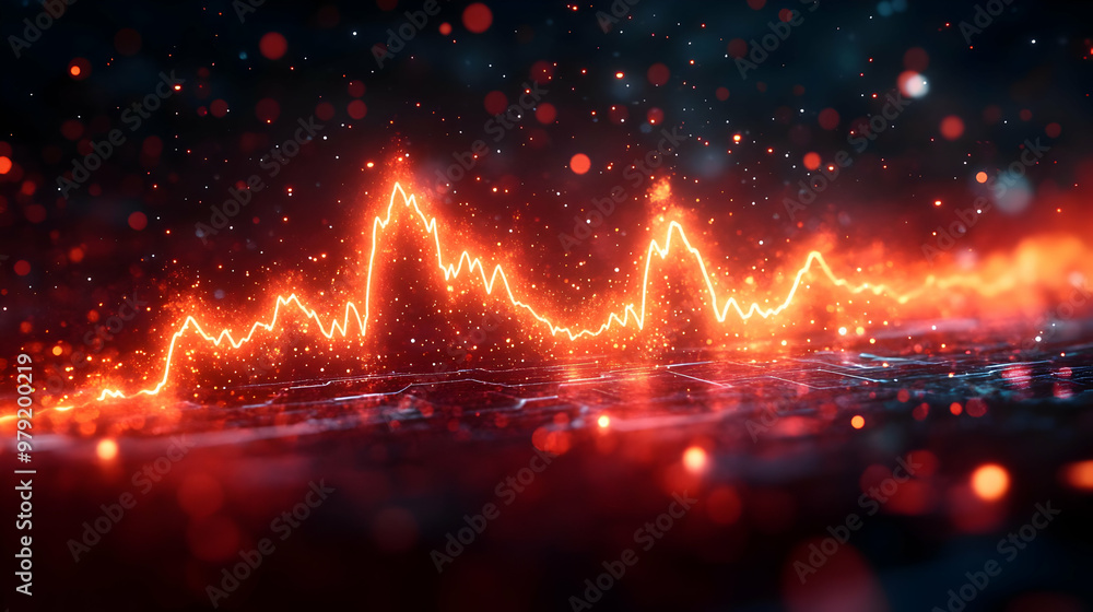 Poster abstract background with glowing red chart