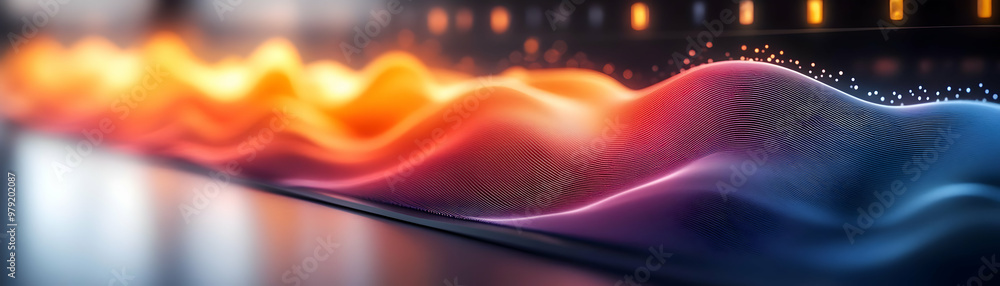 Poster abstract background with 3d digital wave pattern and data visualization