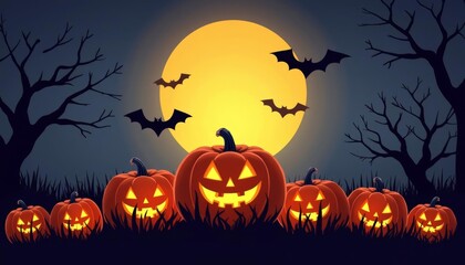  Spooky Halloween Pumpkins Under the Moon