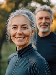 Obraz premium Jogging Couple in Outdoor Setting