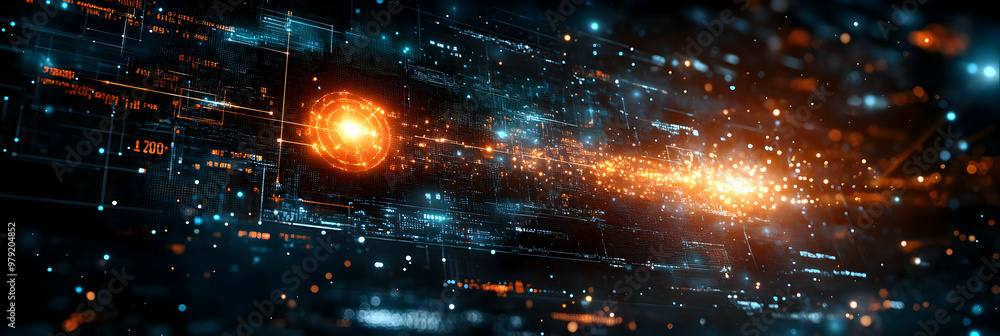 Poster abstract background - digital technology, data analysis, and network security