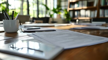 business documents on the office table minimalism