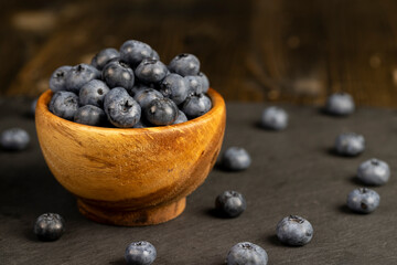 details of blueberries stacked in a bowl