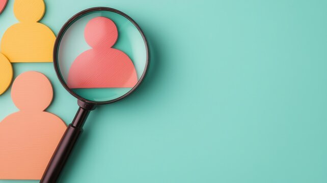 Niche audience analysis, magnifying glass zooming in on specific customer groups, 3D illustration