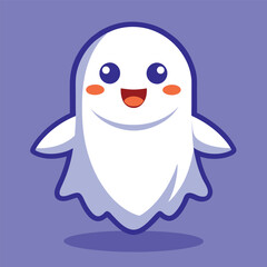 Fototapeta premium Cute Halloween Ghost Cartoon Vector Icon Illustration. Flat Cartoon Style.