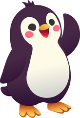 Cheerful Penguin Waving Hello (Gradient Color Style)