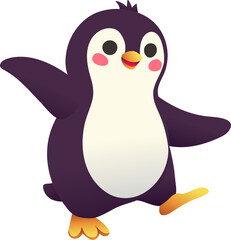 Cheerful Penguin Walking with Joy (Gradient Color Style)