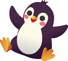 Joyful Penguin in Playful Pose (Gradient Color Style)