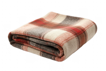 Plaid Blanket in Beige, Red, and Brown