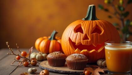  Autumn Delights  Pumpkin Spice Latte and Muffins