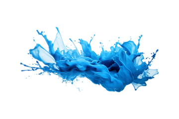 blue liquid is swirling and splashing against a white background. Suitable for science experiments, chemical research, artistic projects, or abstract backgrounds in design. Generative AI