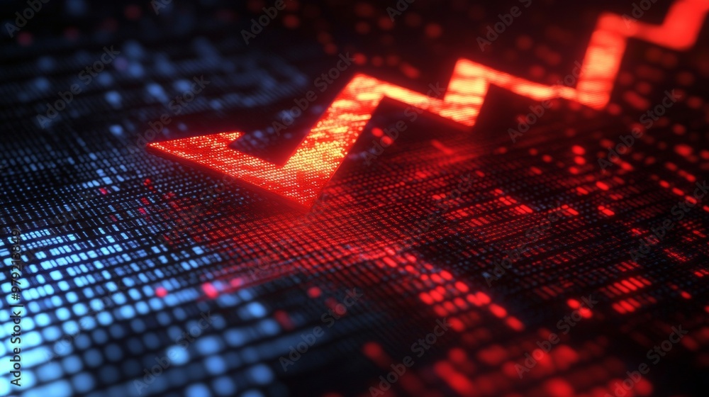 Poster the stock chart is directed by arrows up and down