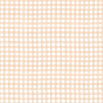 Fototapeta Brown stripes checkered background watercolor. Seamless hand drawn pattern for fabric texture, textile, bed linen, wallpaper, home decor prints