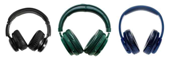 colorful modern headphones isolated on white or transparent png