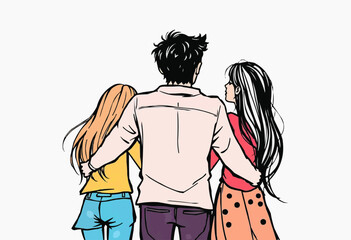 Friends abstract watercolor Digital painting. happy friendship day