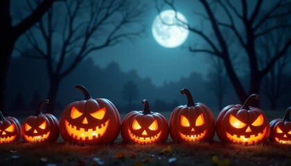  Eerie Halloween Pumpkins Under the Full Moon