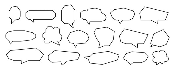Obraz premium Set of blank empty speech bubbles for text, chatting, message box in line doodle style. Vector illustration balloon speak sign dialog communication frame