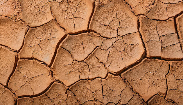 argile rouge s&egrave;che, texture de surface d&eacute;sertique avec fissures, craquelure