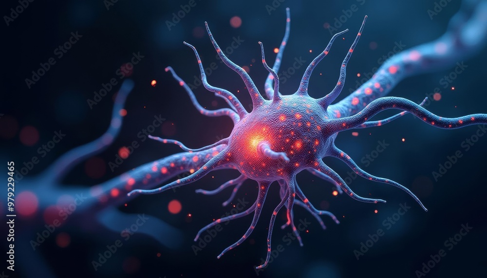 Poster neural network in action a vibrant illustration of a neuron
