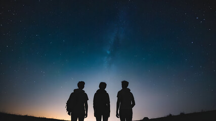 Active group of kids spending happy time on summer sunset at meadow. AI generated image, ai