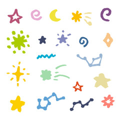 Sterne und Mond, lüstige Elemente 