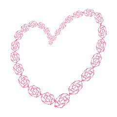 Pink heart of sequin rose. Heart design for wedding/ love/ Valentin/ thank you card