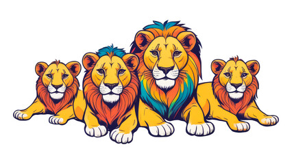 Fototapeta premium Illustration, pride of lions. Isolation on a transparent background.