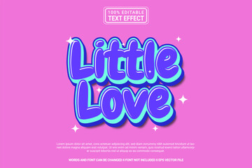 Editable text effect Little Love 3d cartoon template style modern premium vector
