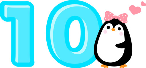 Cute little Penguin and Number