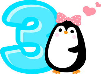 Cute little Penguin and Number