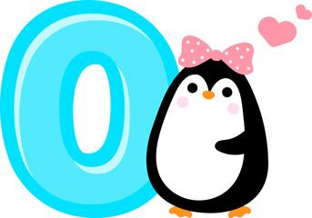 Cute little Penguin and Number