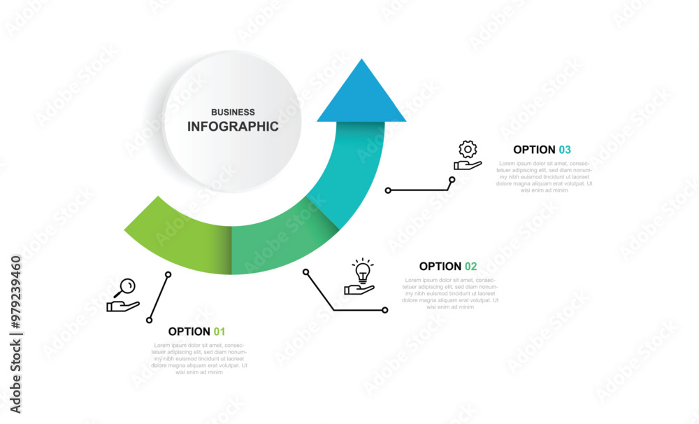 Poster Design template infographic vector element with circle and 3 process growth suitable for business information and web presentation