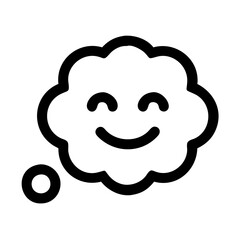 Happy thoughts cloud vector icon, minimalist design, positivity concept, icon on transparent background, mental health theme