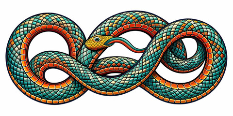 of a stylized snake intertwined to form an artistic logo , serpent, reptile, wildlife, nature, graphic design, logo