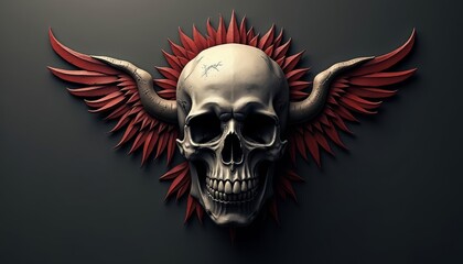 Fototapeta premium Ethereal Skull with Flaming Wings