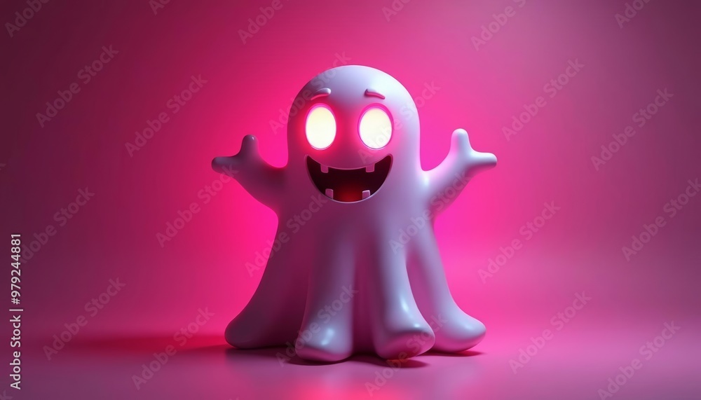 Sticker  Ghostly Glow  A playful spirit in a pink world