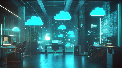 クラウド統合の未来的な職場