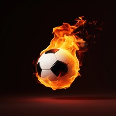 Naklejka premium Fiery soccer ball in motion