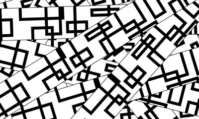 Retro black and white geometric pattern background, abstract square lines art. Japanese art. artistic wallpaper.